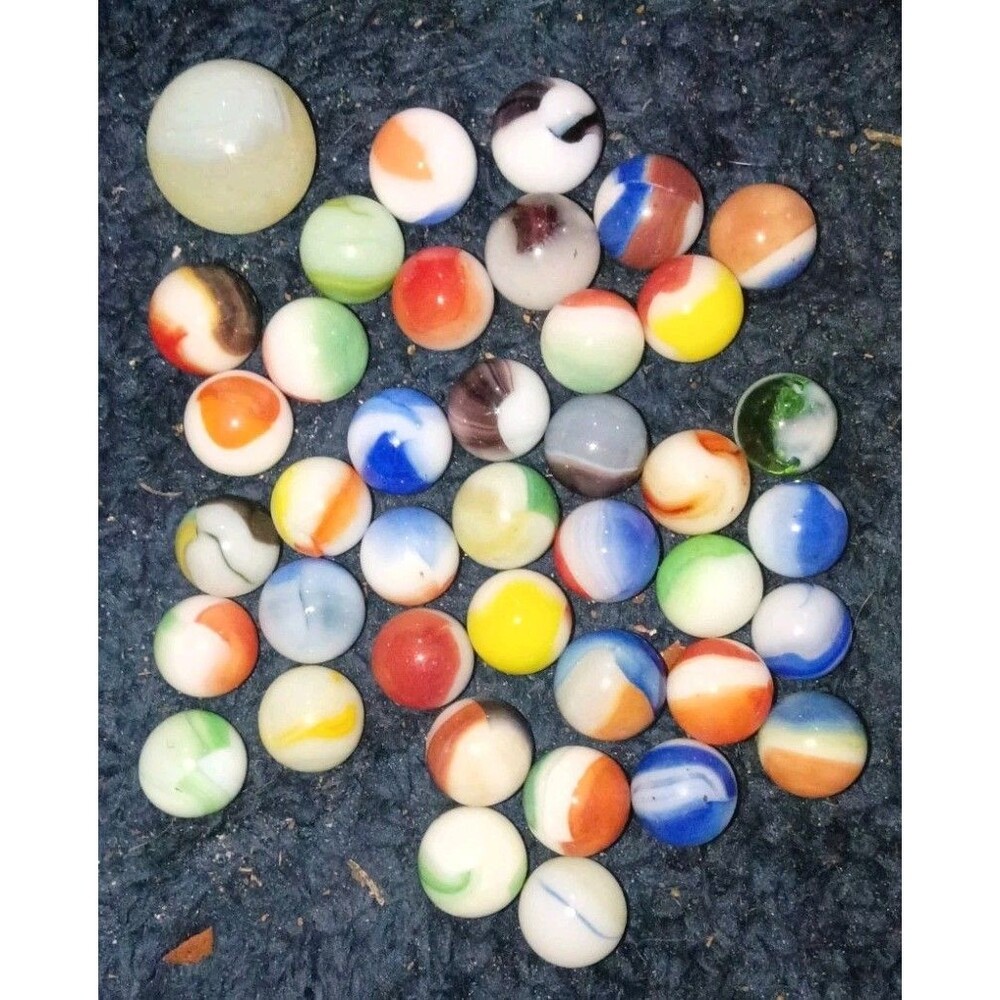 Vintage Glass Marble Lot - Akro Agate, Vitro Swirls, Cat’s Eyes & Pokemon Jynx